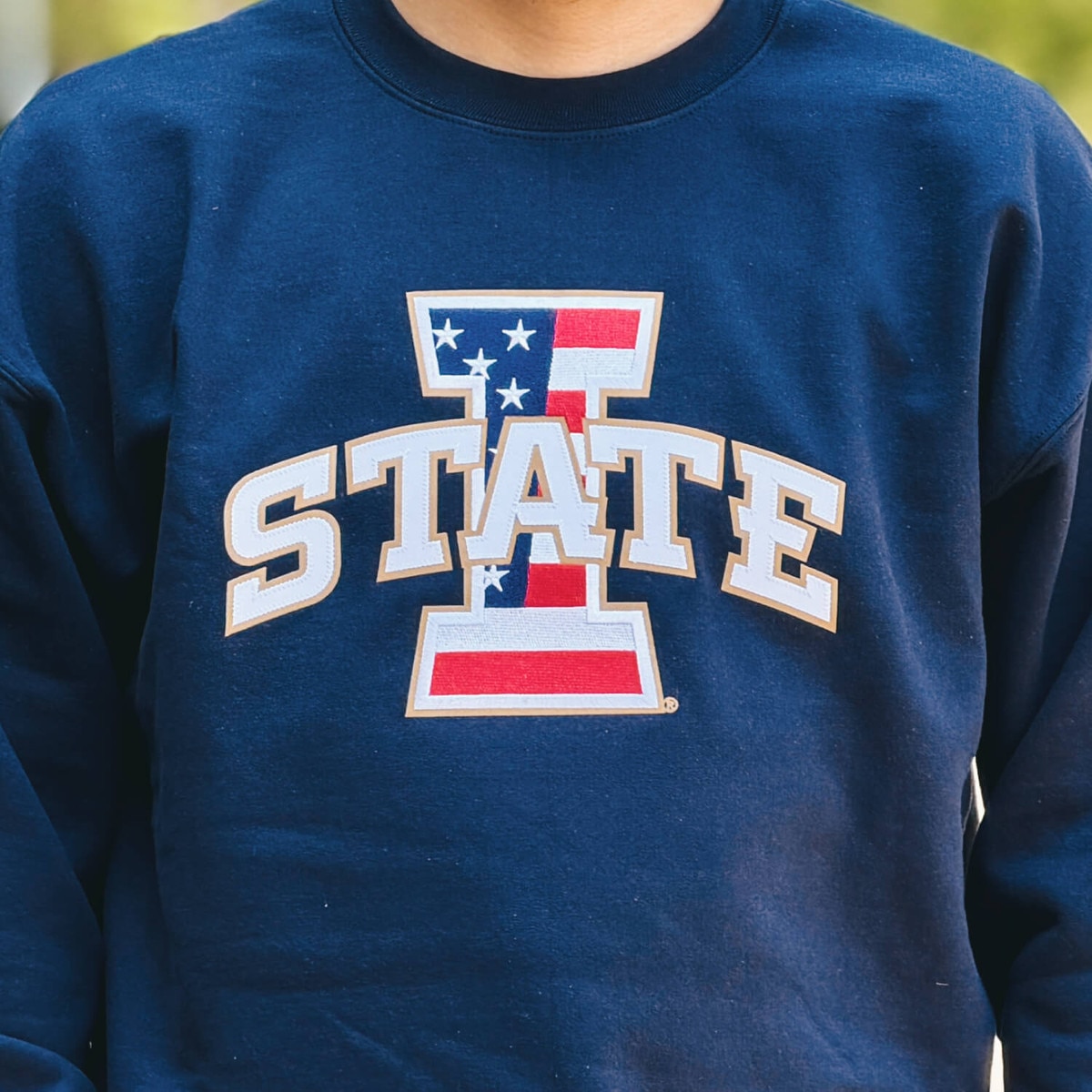 Champion® Patriotic I-State Navy Powerblend Crewneck
